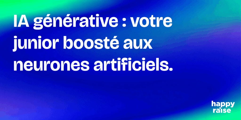 Texte sur fond coloré évoquant une IA générative comme renfort intelligent pour dirigeants de PME.
